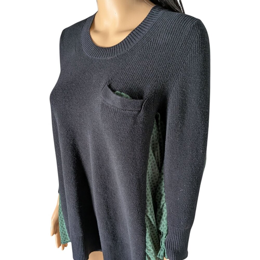 Cabi Black & Dark Green Sweater Women's Size Small